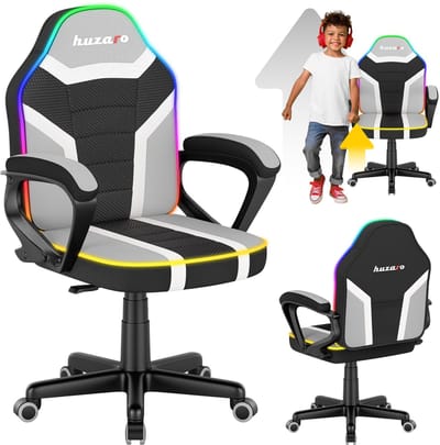 Huzaro Ranger 1.0 RGB Kinder Gaming Stoel - Bureaustoel voor Kinderen - Met Verlichting - Zwart
