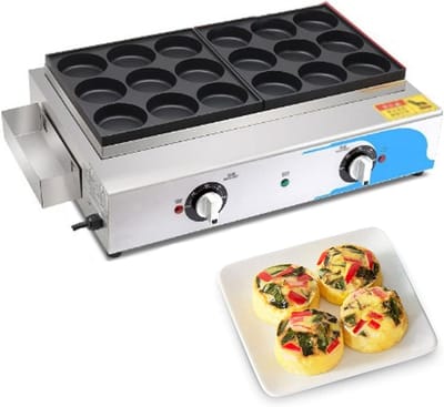 Eierbijtmaker - Omeletmaker Multi-Grill - Ontbijt Maken - Antiaanbak Kookkamer - 18 Gaten - Zwart