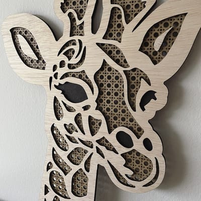 Wanddecoratie dier - Houten dierenkop - Giraffe wandbord - Decoratie - Kinderkamer decoratie - Aankleding kinderkamer - Rotan - Wandbord dieren - dieren - Houten hoofd dier - Houten dier - kraamcadeau - cadeau - baby