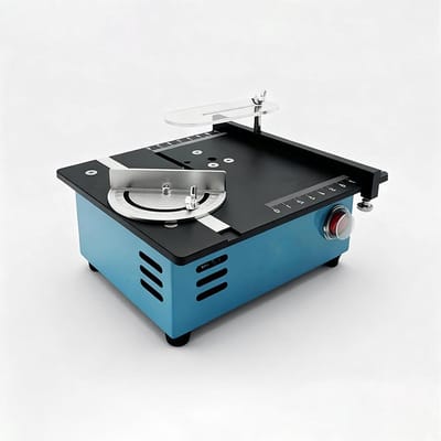 Mini Tafelzaag - Houtzaagmachine Hobby - Klusprojecten Maken - Verstelbare Hoek - 18x15x8 cm - Blauw