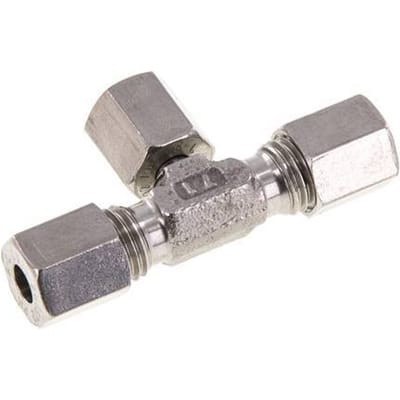 6L RVS T-stuk Snijringkoppeling Draaidoorvoer 315bar Verstelbaar ISO 8434-1