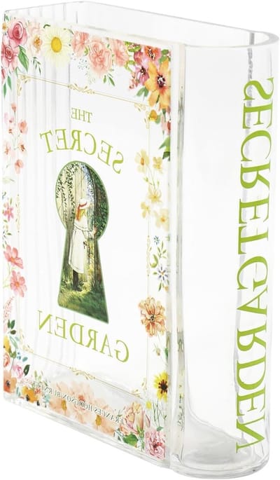 Boekenvaas van glas voor bloemen, moderne decoratie voor woonkamer en kantoor, unieke vaas in boekvorm voor tulpen en andere bloemen
