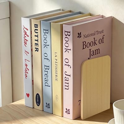 Set van 2 L-vormige houten boekensteunen met anti-slip pads, ideaal voor school, kantoor en thuisgebruik, 17 × 12 × 11,2 cm