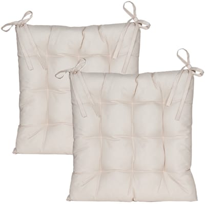 Anna's collection Stoelkussen gewatteerd - 2x - zand/beige - 38 x 38 cm - binnen/buiten - zitkussens - tuinkussens