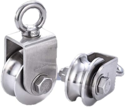 Enkele Katrolblok - Touw Takel - Voorwerpen Hefen - Dubbele Stille Lagers - 48 mm Diameter - Zilver
