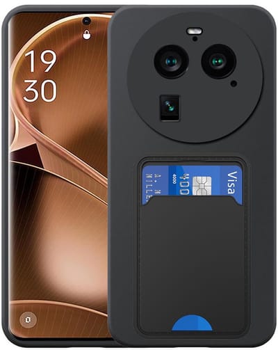 Geschikt voor Oppo Find X6 Pro Telefoonhoesje met TPU Pasjeshouder - Flexible Back Cover Case Siliconen TPU with Cardslot - Zwart - Smartphonica geschikt voor Oppo Find X6 Pro