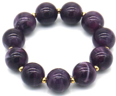 Elastische armband - RVS en acryl kralen - paars - dames - kleurrijk accessoire