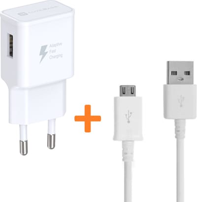 USB Oplader - Snellader met Micro USB Kabel 1 Meter geschikt voor: Samsung Galaxy S4 S5 S6 S7 Edge Plus / A3 A5 A6 / Note 4 / Xcover 4 / 4s - Oplaadkabel en Adapter