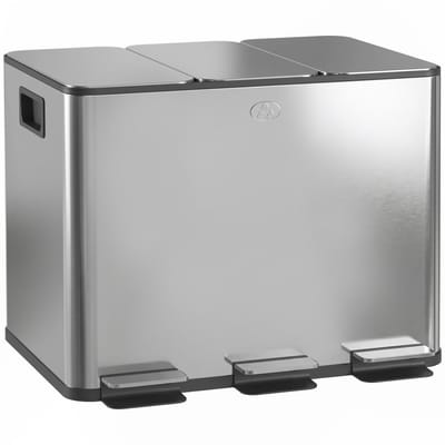 HOMCOM Vuilnisbak Roestvrij staal, Kunststof 61,9L x 36,6B x 56,7H cm Zilver