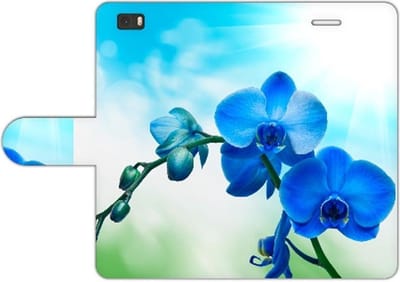 Boekhoesje voor Huawei Ascend P8 Lite Hoesje Orchidee Blauw - Cadeau voor je Moeder