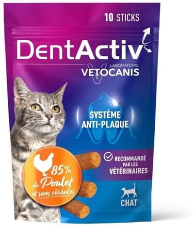 DentActiv - 10 Sticks - VETOCANIS - Mondhygiëne met kip voor katten