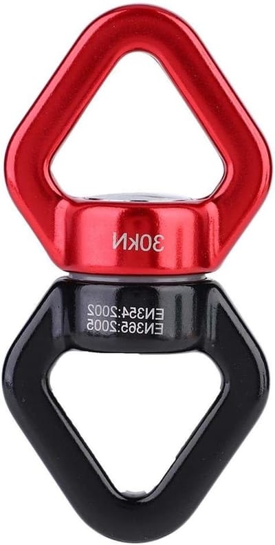 Swivel Connector 30KN - Veilig draaimechanisme voor klimmen en yoga - 360 graden rotatie - Outdoor zwenkverbinding voor hangmat en aerial dance - Rood en zwart - Duurzaam en stabiel
