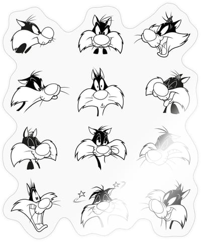 Looney Tunes Sylvester Facial Expressions Sticker maat S (10 x 10 cm)