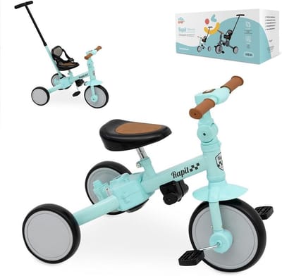 5-in-1 Evolutionaire Babydriewieler voor Kinderen van 1 tot 5 Jaar - Groene Kinderfiets, aanpasbaar en transformeerbaar