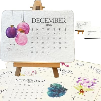 Milieuvriendelijke plantbare liefdeszaadkalender 2026, perfecte moderne vergroeningskalender, biologisch afbreekbare planner van zaadpapier met wilde bloemen, kruiden en fruitzaden voor tuin en decoratie (1 stuk)