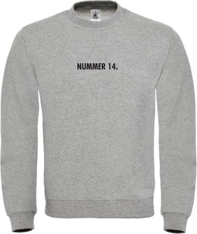 Sweater Grijs S - nummer 14 - zwart - soBAD. | Sweater unisex | Sweater man | Sweater dames | Voetbalheld | Voetbal | Legende