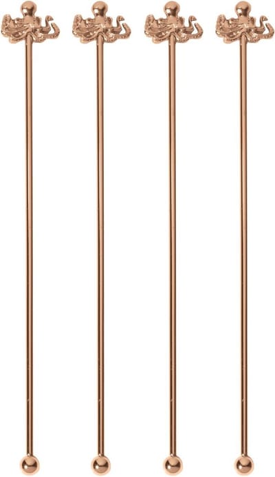 Paderno Cocktail Lepels BAR Octopus Koper 18.5 cm - 4 Stuks