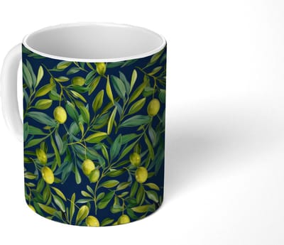 Mok - Koffiemok - Citroenen - Bladeren - Natuurlijk - Mokken - 350 ML - Beker - Koffiemokken - Theemok