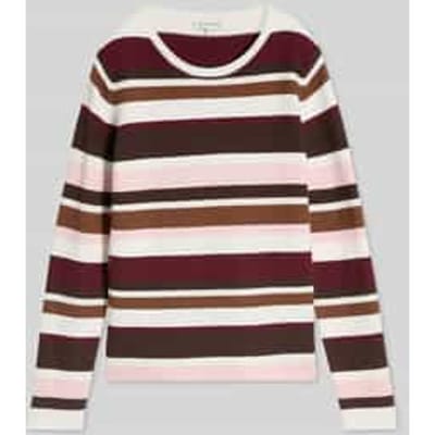 Tom Tailor - Gebreide trui van katoen - Maat XXL - camel brown red stripe