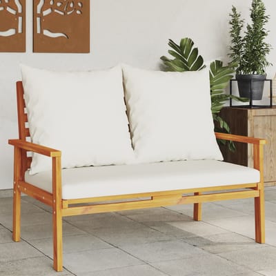 vidaXL - Tuinbank - met - kussen - 120 - cm - massief - acaciahout