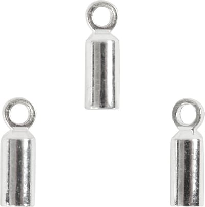 Eindkappen, L: 8 mm, d 2 mm, verzilverd, 10 stuk/ 1 doos