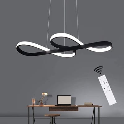 NETTLIFE LED Hanglamp - modern - zwart - 47W - dimbaar - eetkamerlamp met afstandsbediening - voor studeerkamer woonkamer keuken kantoor