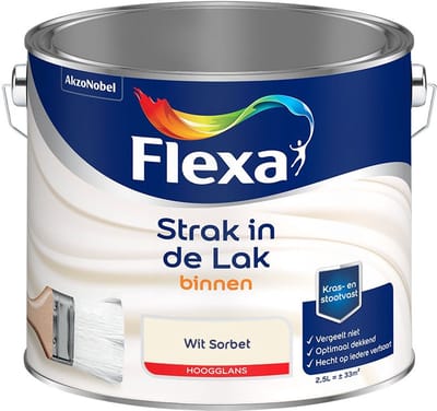 Flexa - Strak In De Lak Binnenlak Hoogglans - Wit Sorbet - Mengverf - 2,5 L