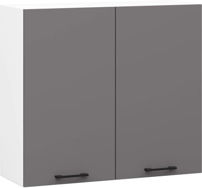 Keukenkast modulaire OLIWIA W80 H720 met 2 Deuren / Hangkast / Bovenkast / AKORD Furniture Factory / Wit - Grafietgrijs / 80 x 72 x 30 cm
