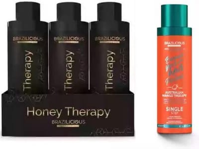 BRAZILICIOUS Honey Therapy Keratine 3 x 100ml + 100ml Mango Keratin