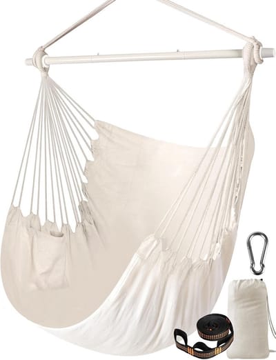 Hangstoel opvouwbaar met metalen spreidstang voor binnen en buiten, max 150 kg, comfortabel en stevig