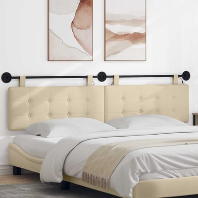 vidaXL Hangend hoofdbord Met LED-verlichting Crèmekleurig Stof