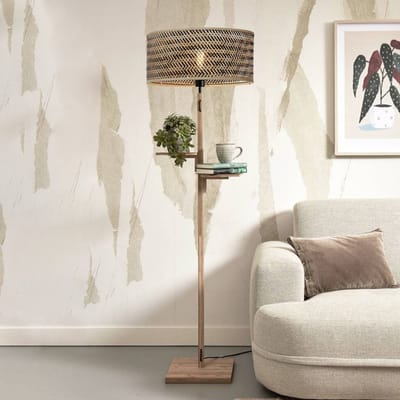 GOOD&MOJO Vloerlamp Java - Bamboe/Zwart - Ø50x158cm - Bohemian - Staande lampen voor Woonkamer - Slaapkamer