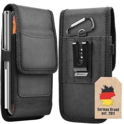 Cadorabo Universele mobiele telefoon Hoesje geschikt voor 4.7 bis 5 Zoll - Praktische beschermhoes met riemclip geschikt voor mobiele telefoons in ZWART