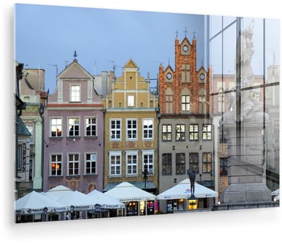 ® Glasschilderij 180x120 cm - Schilderij acrylglas - De oude markt van Poznan in Polen - Foto op glas - Muurdecoratie woonkamer - Wanddecoratie slaapkamer - Schilderijen