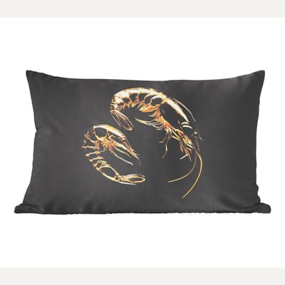 Sierkussens - Kussentjes Woonkamer - 50x30 cm - Garnalen - Zwart - Goud - Dieren