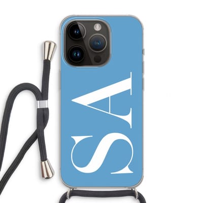 Gepersonaliseerd - Case Company® - Hoesje met koord geschikt voor iPhone 14 Pro hoesje met Koord - Monogram N°2 - Telefoonhoesje met Zwart Koord - Extra Bescherming aan alle Kanten en Over de Schermrand