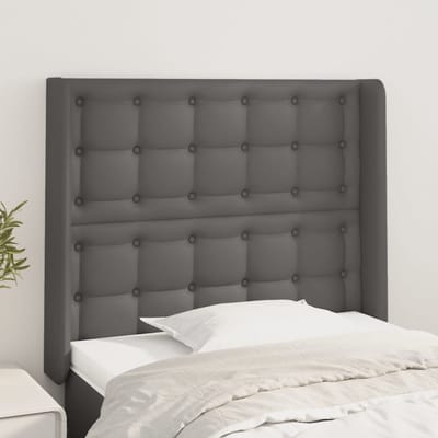 vidaXL - Hoofdbord - met - randen - 93x16x118/128 - cm - kunstleer - grijs