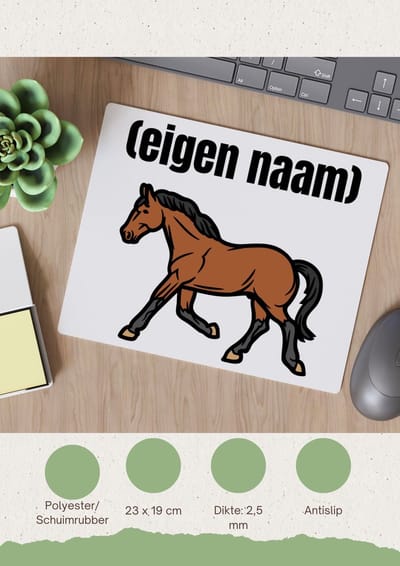 Akyol - rennend paard met eigen naam Muismat - Paarden - paarden liefhebbers - iemand die houdt van paarden - verjaardag - cadeau - kado - 23 bij 19 cm