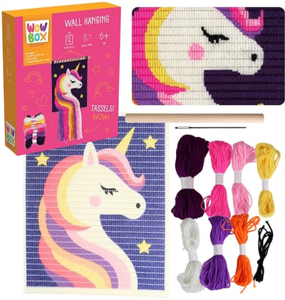 Wow Box - Macramé Eenhoorn borduurwerk, borduurset creatief leuk DIY 6+