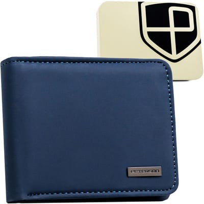 Peterson Serie - Blauwe Kleine Herenportemonnee - RFID-bescherming - Kunstleer