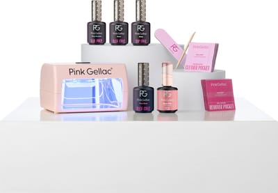 Pink Gellac Gellak Starterspakket Peel & Soak Off - Manicure Set voor Gel Nagellak en Gel Nagels - Gelnagels Starterspakket met Peel Off Base, 1 Roze Kleur en Nagellamp LED UV Roze