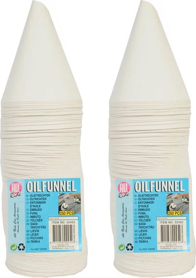 All Ride Trechters - 2x - 250 Stuks - Opvouwbaar - Papier - Wegwerp - Olie bijvullen