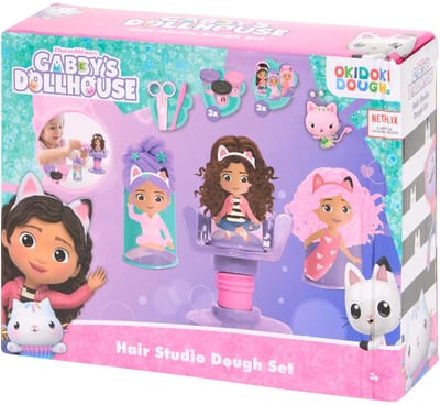 Gabbys Dollhouse Klei Set - Kappers Editie Limited Edition - Creatieve Kapsalon Met Haartool - Inclusief Kapsalonstoel, Stickers, Schaar, Mes, Persgereedschap, Zakjes Klei en Potjes Klei Voor Creatief Spelplezier Dagelijks