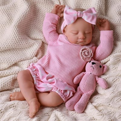 Reborn Baby Pop - Levensgetrouwe Pop Meisje - Spelend Leren - Handgeschilderde Details - 50 cm - Roze