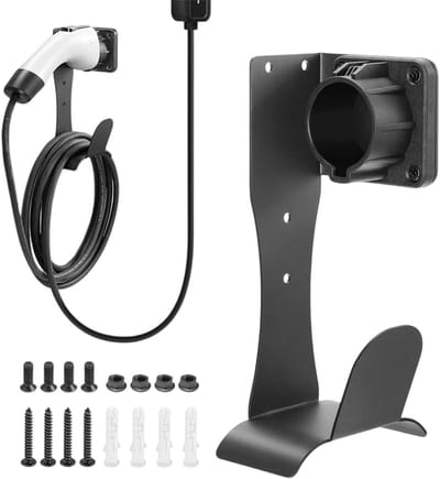 Lader Houder Wandmontage - EV Oplader Bevestiging - Oplaadstation Organisatie - Roestvrij Staal - 23x11.5 cm - Zilver