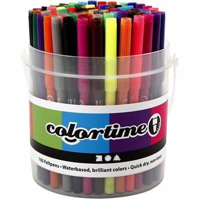 Colortime stiften, lijndikte 2 mm, diverse kleuren, 100 stuk/ 1 emmer