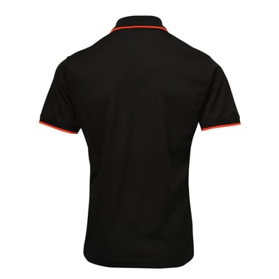 Premier Herencontrast Coolchecker Polo Shirt (Zwart/Oranje)