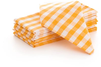 GAMUSI - Set van 6 Servetten Vichy Ruit - 45x45 cm - Katoen Polyester - Herbruikbare Dinerservetten - Horeca Kwaliteit - Geel