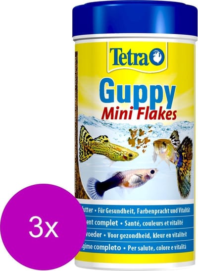 Tetra Guppy Visvoer Vlokken - Vissenvoer - 3 x 250 ml