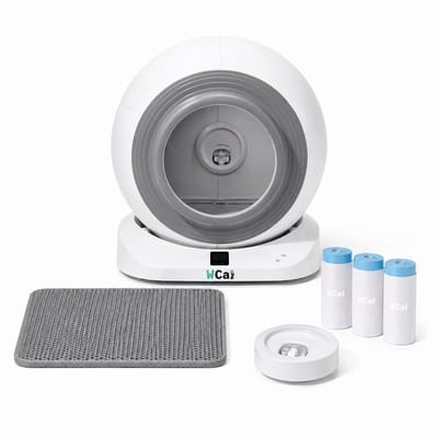 Automatische Kattenbak - Zelfreinigende Kattenbak - Inclusief App - Met kattenbakmat en 3 rollen opvangzakjes - 82L XXL- WCAT K1200